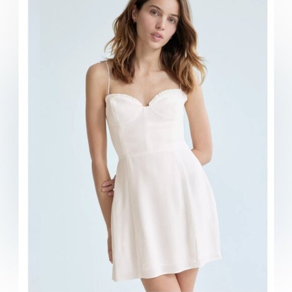 NWT Aritzia Wilfred Light Birch Bouleau Pale Mini Dress - Picture 1 of 7